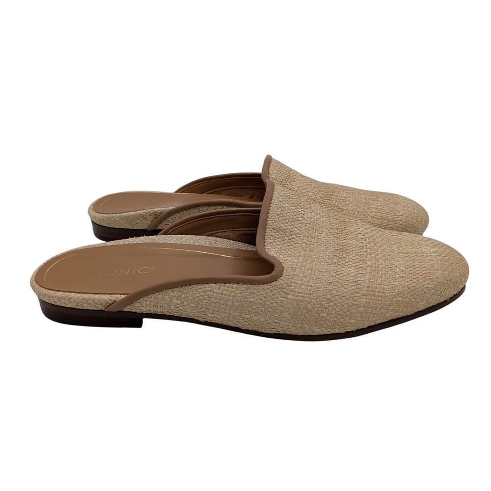 Vionic Willa Mule Tan Raffia Woven Flat Slip On Loafer Shoes Womens 8